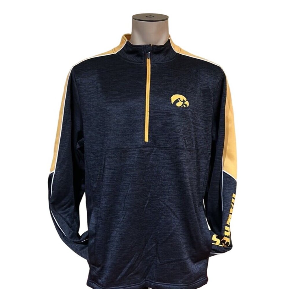 NEW Iowa Hawkeyes Colosseum Pullover Marled Charcoal Gray 1/2 Zip Shirt Men's L